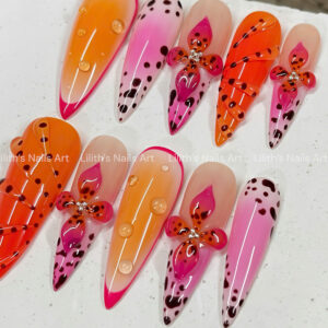 Dewy Tropical Gradient Stiletto Nails